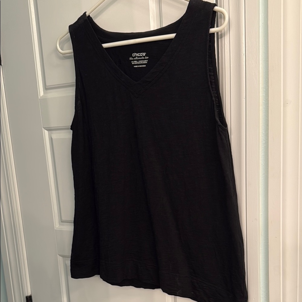 Chico's Black Asymmetrical Sleeveless Tank Top